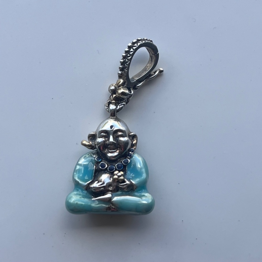 Vintage Buddha charm/enhancer by B Bixby sterling silver 18kt enamel - Picture 4 of 12